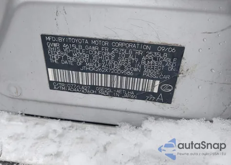 2007 Lexus Is 250 z USA, uszkodzony, nr VIN JTHCK262X72009586